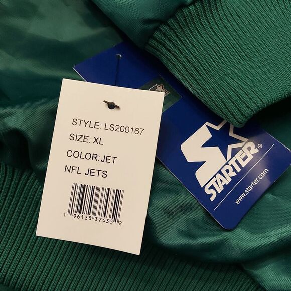 Starter New York Jets Varsity Satin Full Snap Jacket Green White Men's Size XL - Picture 5 of 5